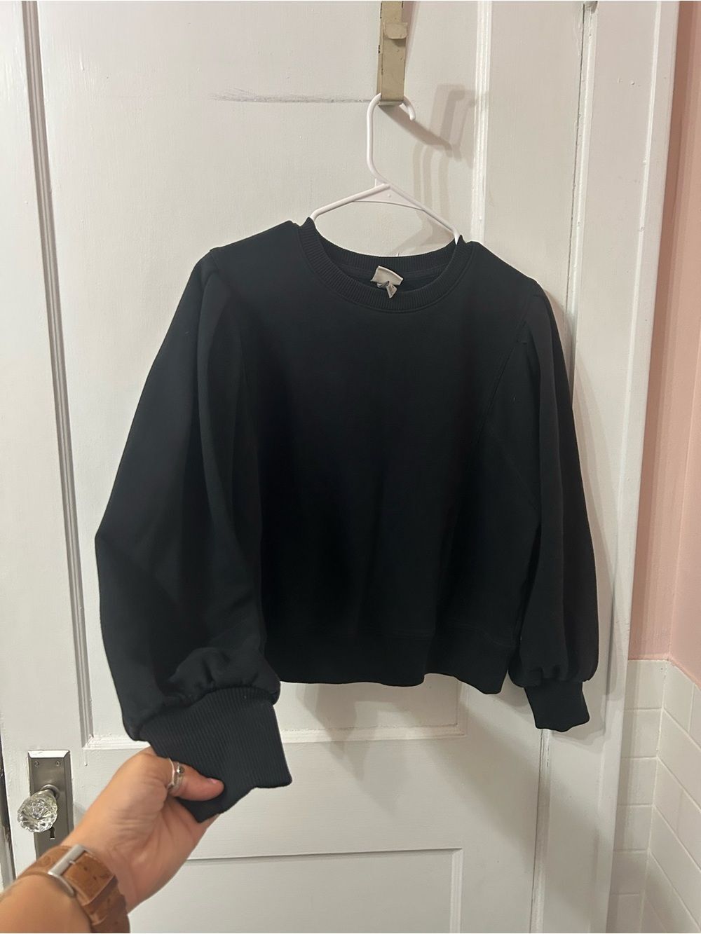 a new day Black Puff-Sleeve Crewneck Sweatshirt - Picture 4 of 5
